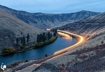 Night train in the Yakima River Canyon