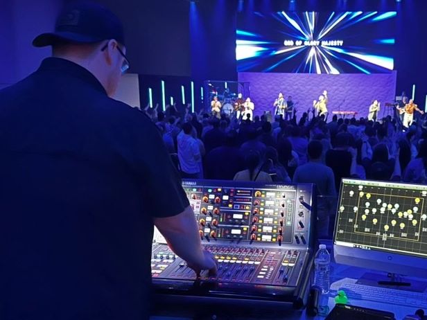 Cory Hall (audio engineer) mixes live sound at The Summit Church in Durham, NC. 