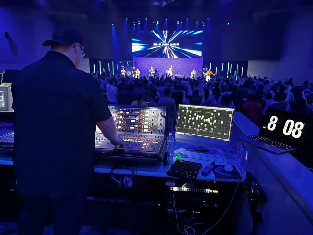 Cory Hall (audio engineer) mixes live sound at The Summit Church in Durham, NC. 