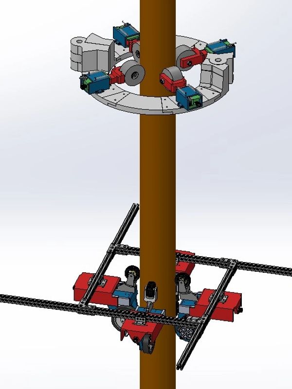 "Climbing-robot" on bottom; "Leave-behind-Robot" on top