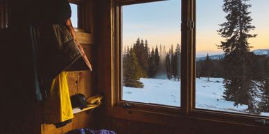 insulated glass windows. Cozy inside, cold outside. 