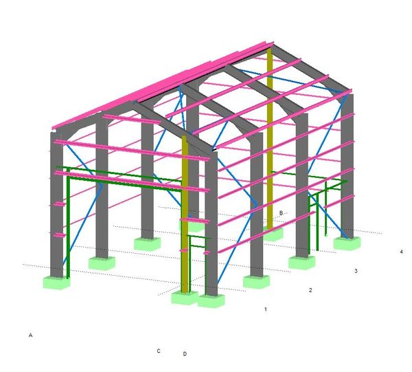 portal frame structural analysis model