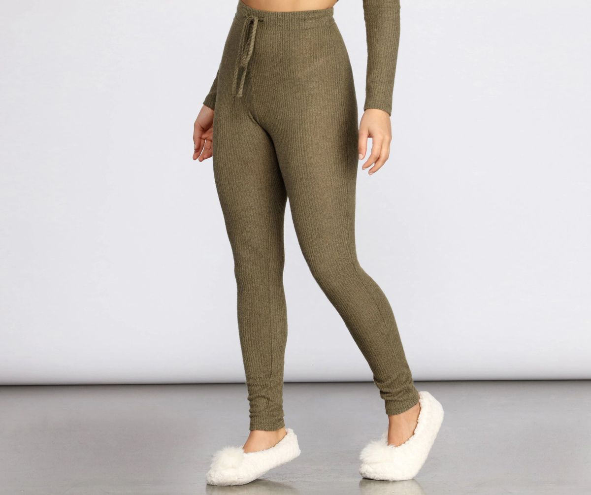 Cute And Cozy PJ Leggings (Color: OLIVE, Size: S)