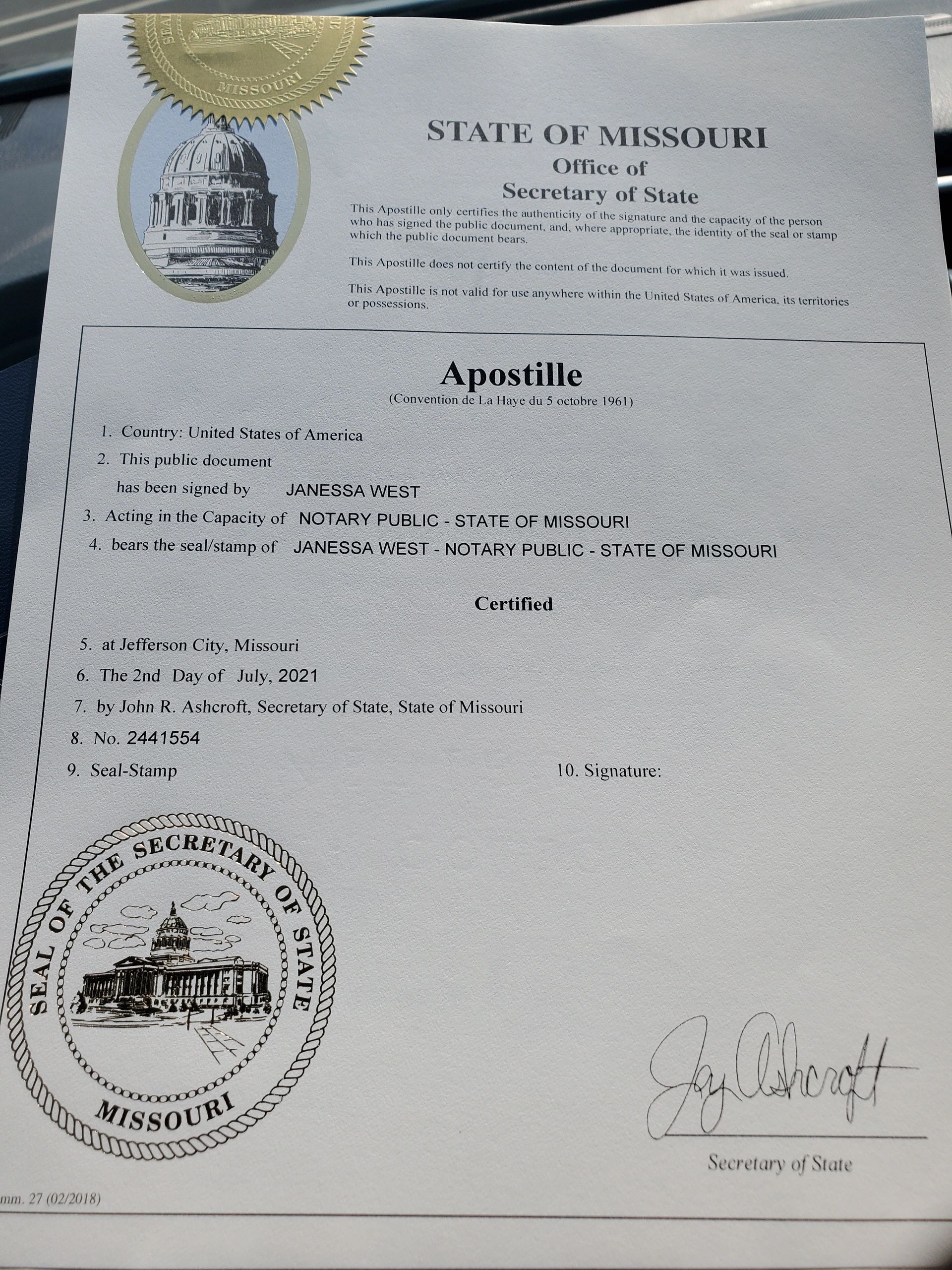 Houston Texas Apostille