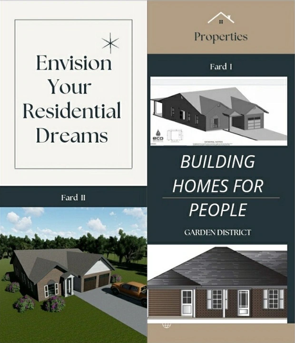 Modern residential home designs promoting dream homes in Garden District.
