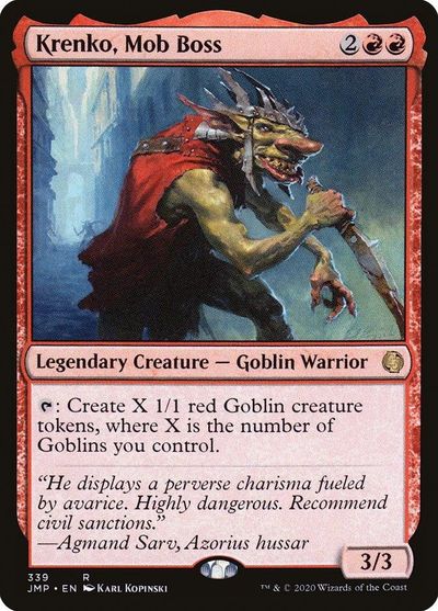 Krenko, a goblin warrior creating goblin tokens in Magic: The Gathering.