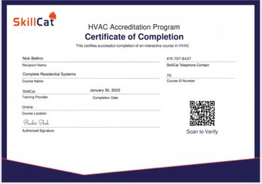Complete residential systems certification