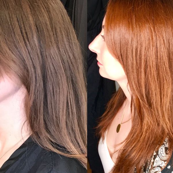 before and after color change from brown to copper