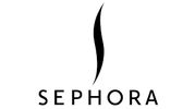 Sephora logo with stylized black flame and text.