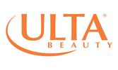 Logo of ULTA Beauty in orange with a swoosh design.