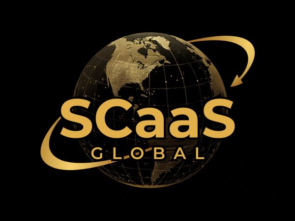 Golden globe with 'SCaaS GLOBAL' text on black background.