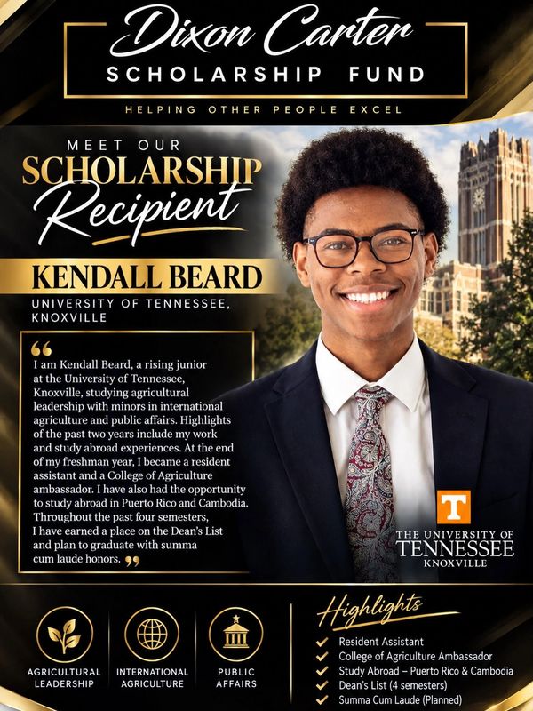 Kendall Beard, University of Tennessee scholarship recipient, smiling confidently.