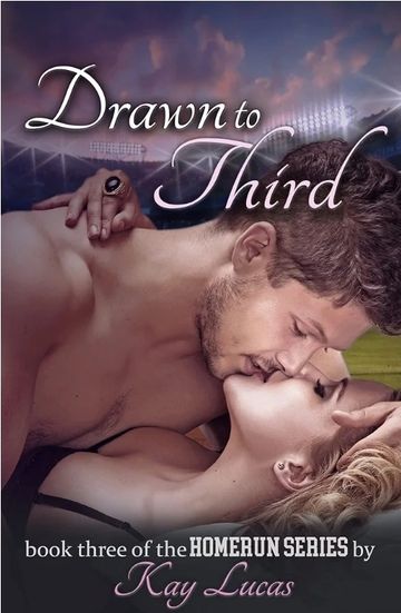 Romantic book cover of a couple about to kiss titled Drawn to Third.