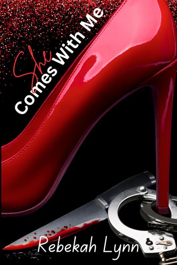 Book cover with a red high heel, knife, and handcuffs.