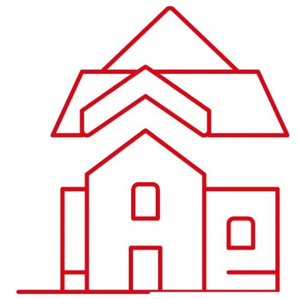 icon showing roof separate from the building depicting a new roof installation service