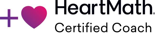 HeartMath Certified Coach logo with a purple plus and heart symbol.