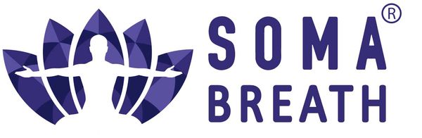 Logo of Soma Breath with a lotus and human figure in purple.