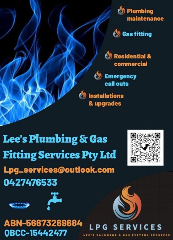 Advertisement for Lees Plumbing &  Gas Fitting Services in Mackay & Seaforth 