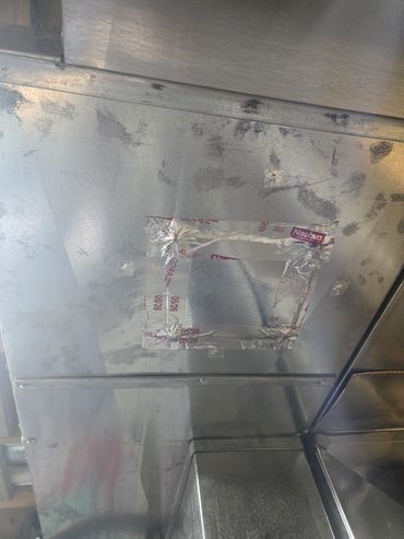 This is the finished patch for the big holes we make in your ductwork. This secures your airflow.