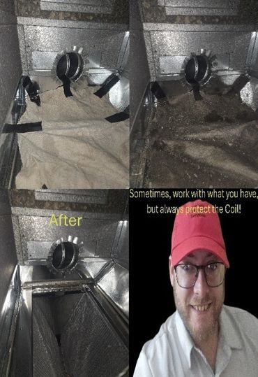 Before and after HVAC coil protection. 