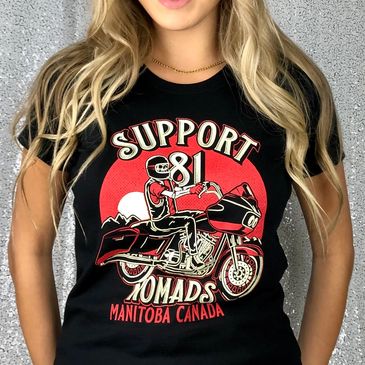 Women's, T-shirts, Support Nomads Manitoba, Big Red Machine, graphic, Harley-Davidson, Hell Angels