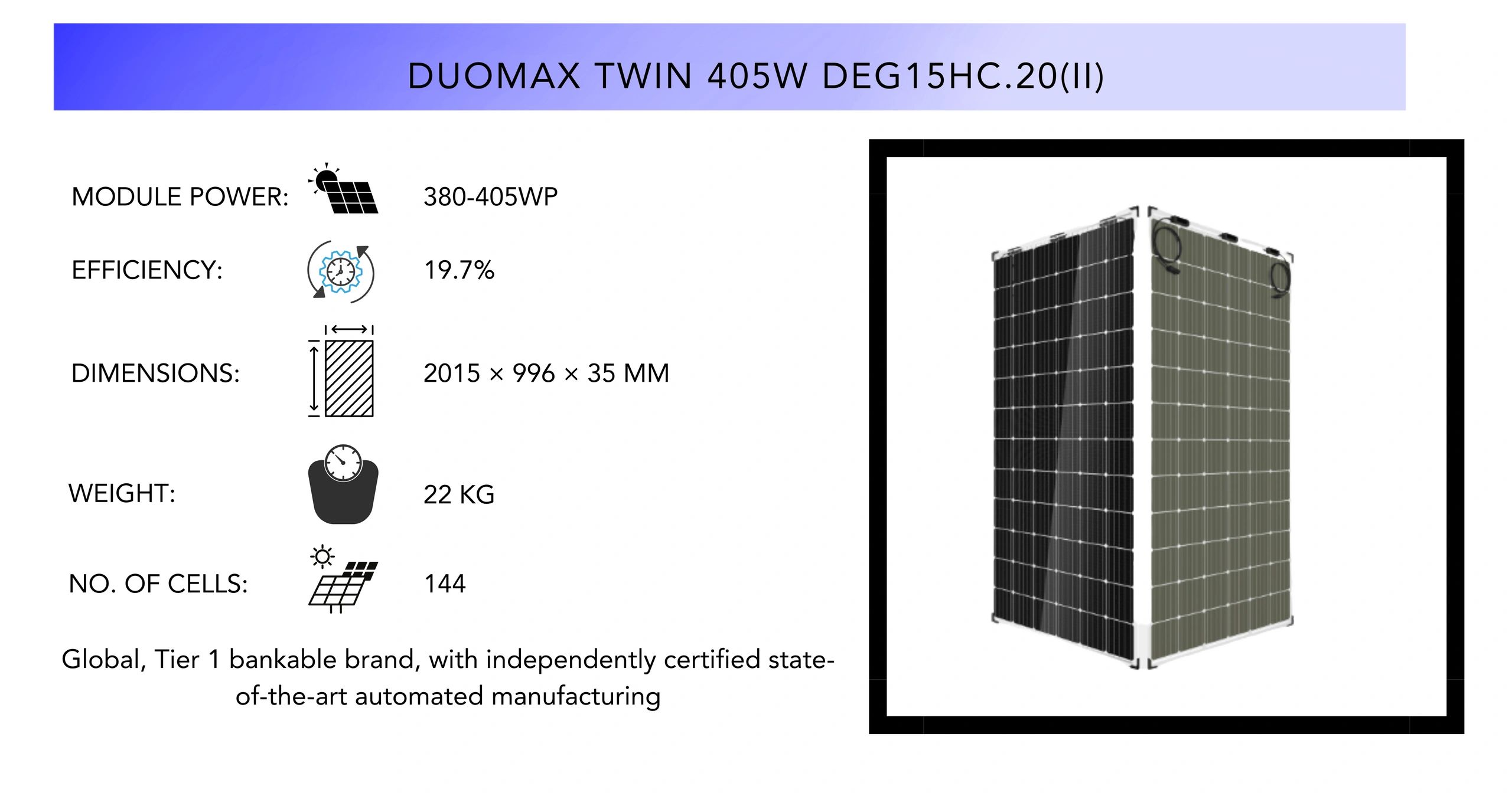 Trina DUOMAX TWIN 380-405WP DEG15H.20(II) Solar Panel