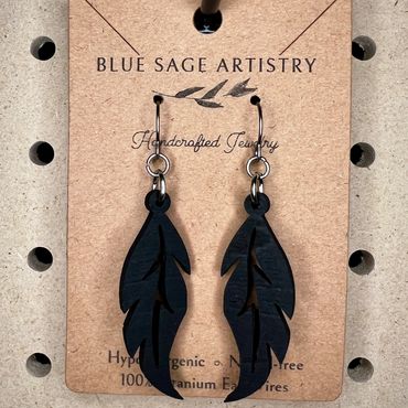 black feather earrings