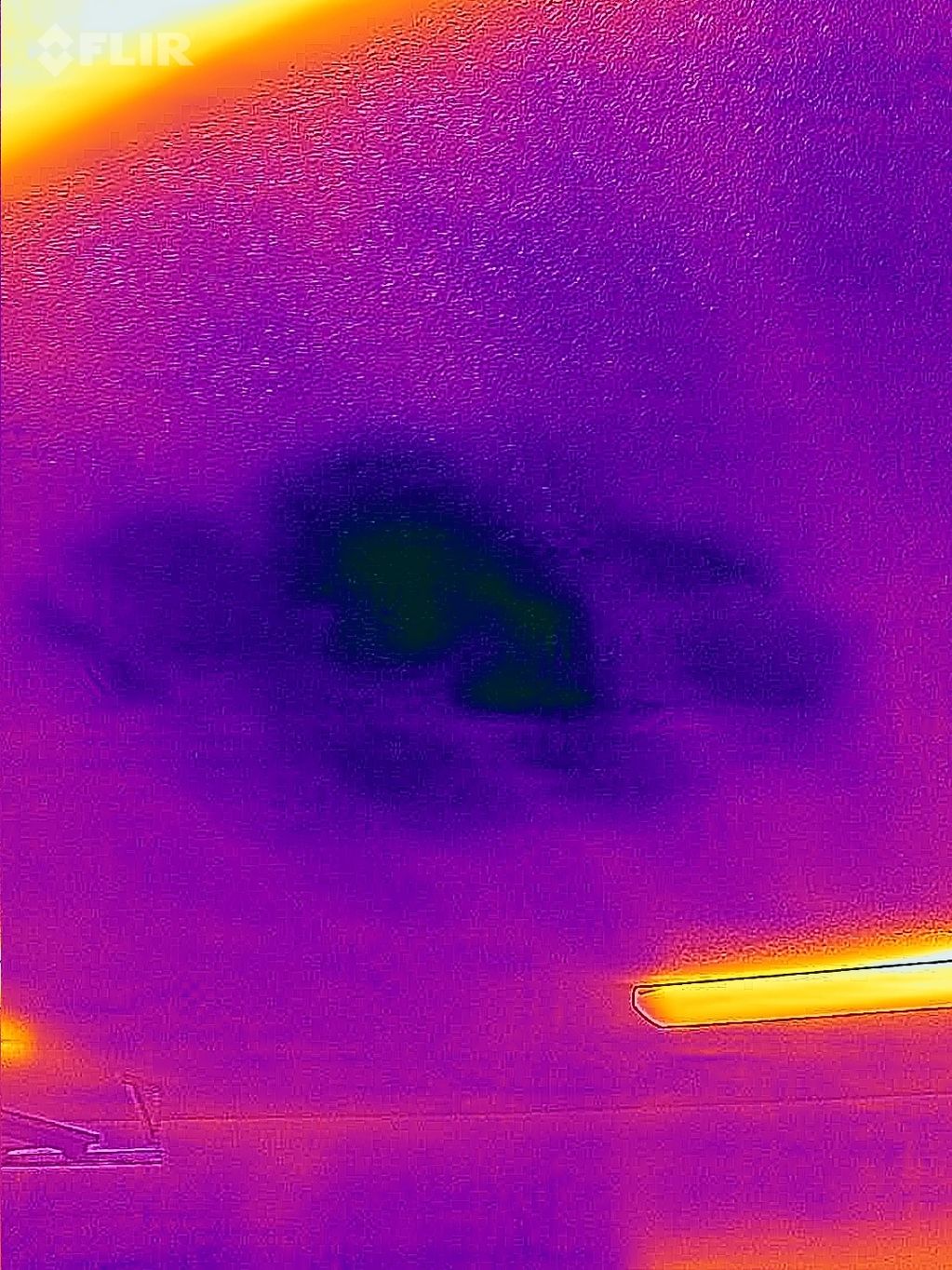 Infrared image of wet drywall