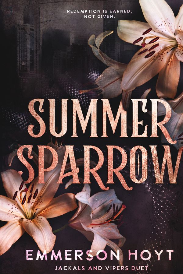 Dark floral book cover titled Summer Sparrow by Emmerson Hoyt.