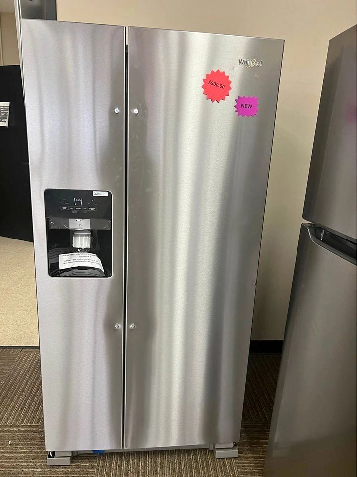 Whirlpool NEW Freestanding Side by Side Refrigerator, Can Caddy