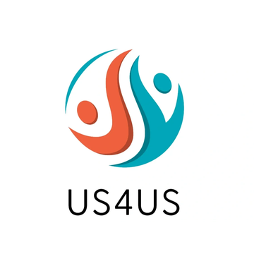 Abstract logo with two human figures and the text 'US4US'.