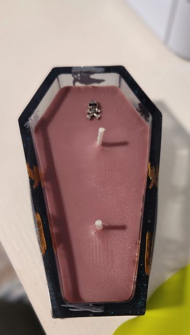 Halloween  coffen candles avalable to purchase now message to order or find it on our etsy page 