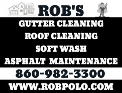 Advertisement for Rob's cleaning and maintenance services with contact details.