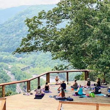 Kundalini Yoga at New River Gorge Ace Adventure in the Appalachian Mountains of West Virginia