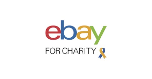 eBay for Charity logo with a ribbon.