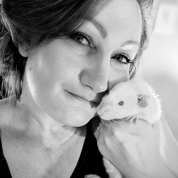Jen Holt, Founder of The Rainbow Bridge Canada, and Winston, who crossed the Rainbow Bridge