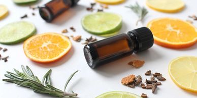 Orange with oil bottle 