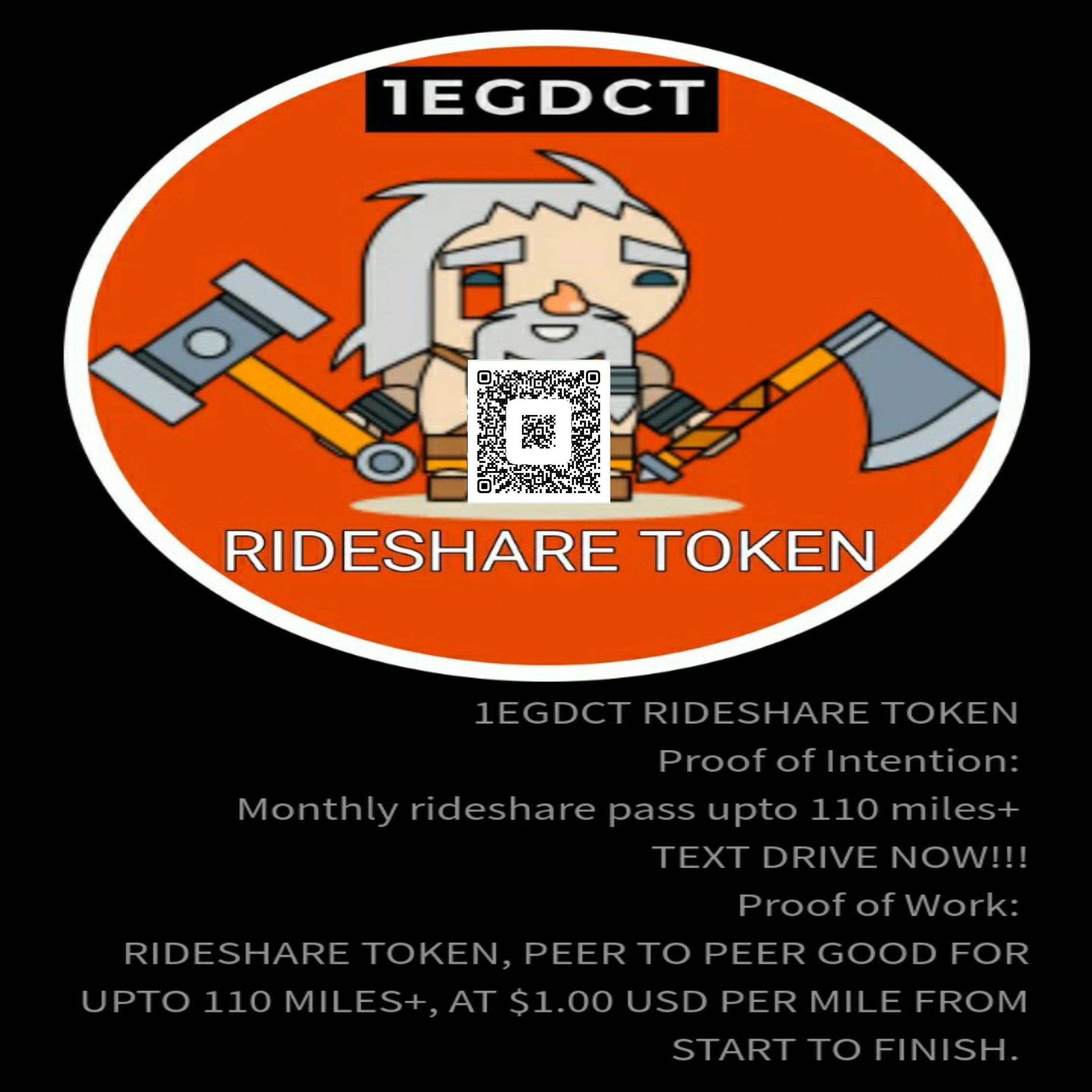 No hidden fees with 1EGDCT Rideshare Tokens 