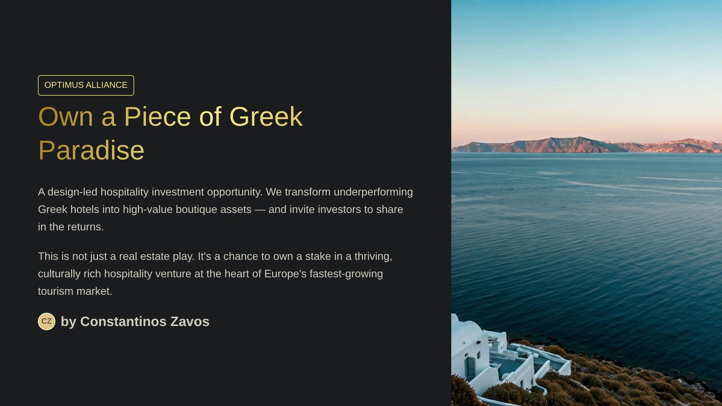 Investment opportunity to own a piece of Greek paradise with breathtaking sea views.