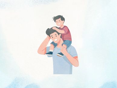 Father with son on his shoulders in honor of Father's Day