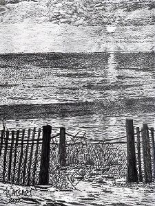 Beach Path, 2022, pen and ink stippling works on paper