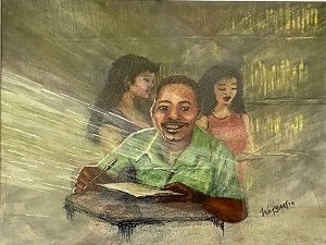 Where Minds Meet, 2025, works on paper, framed 16x20x1.5"/40.64x50.8x5.08 cm