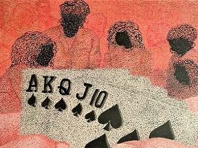 Cultural Art-You've Got Hand, 2022, stippling-pen and ink with colored pencil works on paper