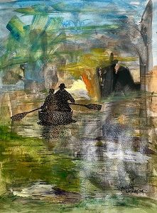 Navigator, 2024, water color, pen and ink works on paper, framed 16x20x1.5 "/40.64x50.8x3.81cm 
