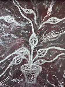 Luxe Aura in Bloom part II, 2025, Fluid Acrylics with Line Drawing on canvas, 