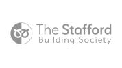 Logo of The Stafford Building Society in orange and white.