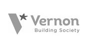 Logo of Vernon Building Society with teal and purple colors.