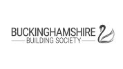 Logo of Buckinghamshire Building Society with a stylized purple swan.