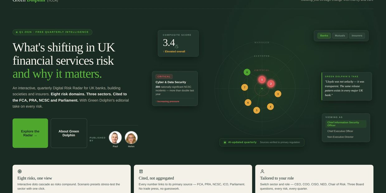 Interactive UK financial services risk dashboard with quarterly updates and role-based views.