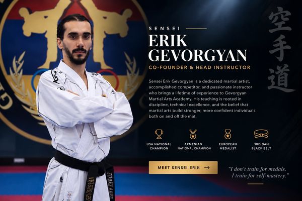 Sensei Erik Gevorgyan, co-founder and head instructor in martial arts.